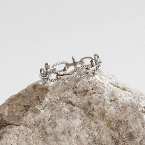 Christianartworkshop Minimalist Retro Style Cross Engraved Faith Ring - image 5