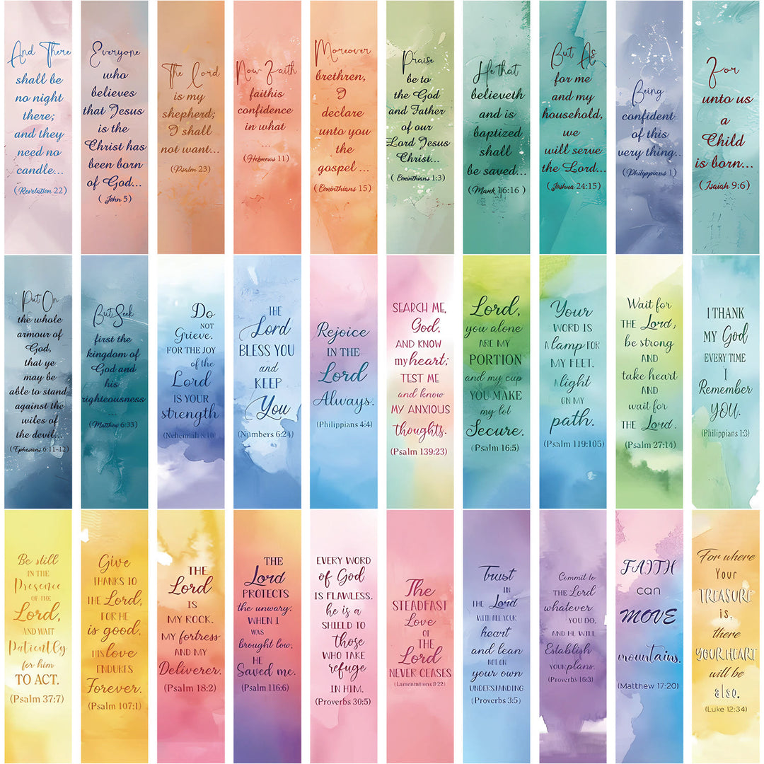 Christianartworkshop 30pcs/set Watercolor Bible Verse Inspiring Quotes Bookmark - 30pcs/set - image 1