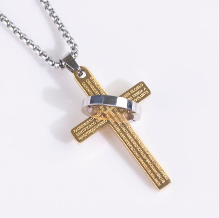 Christianartworkshop Minimalist Bible Verse Cross with Ring Faith Pendant Necklace - Golden - image 4