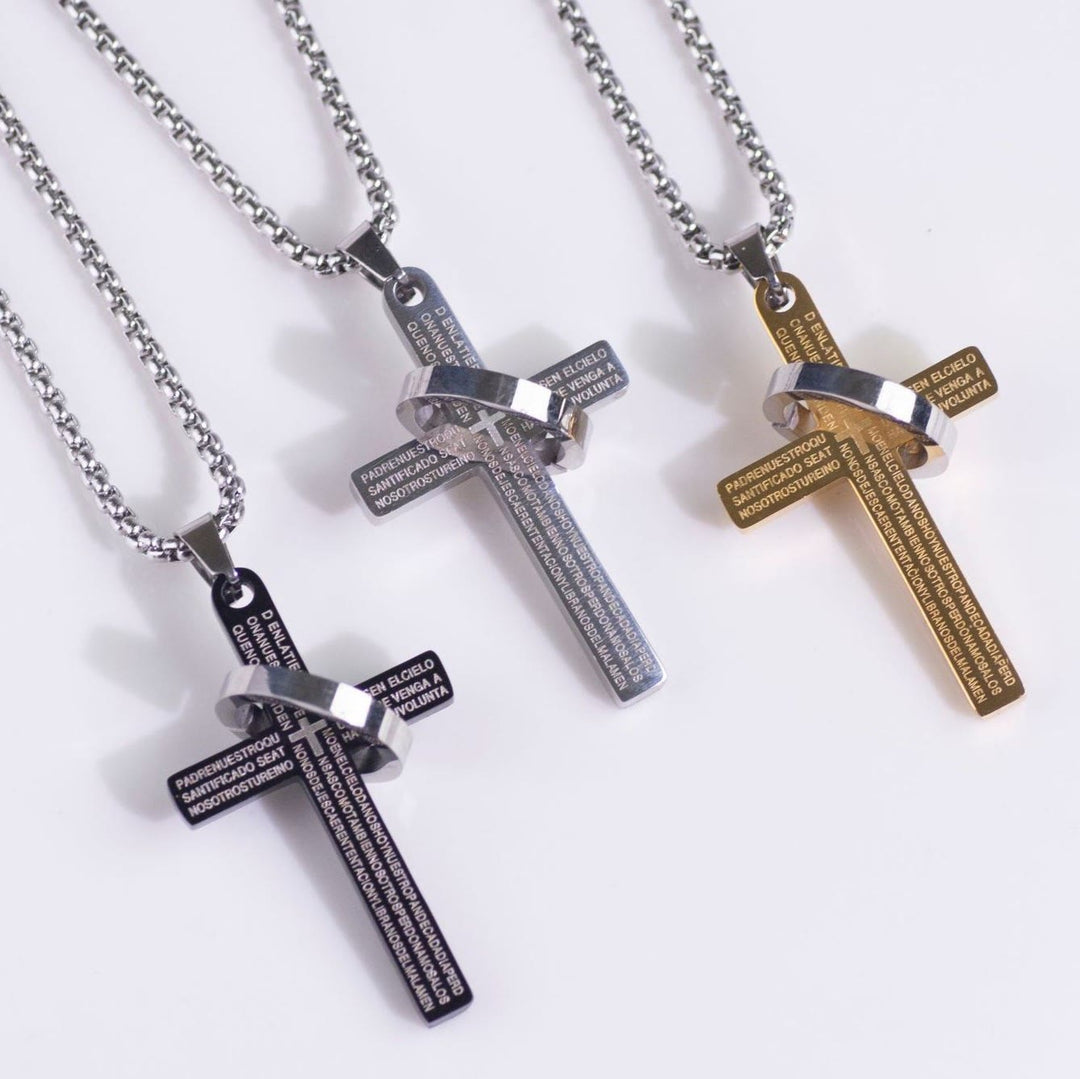 Christianartworkshop Minimalist Bible Verse Cross with Ring Faith Pendant Necklace - image 2