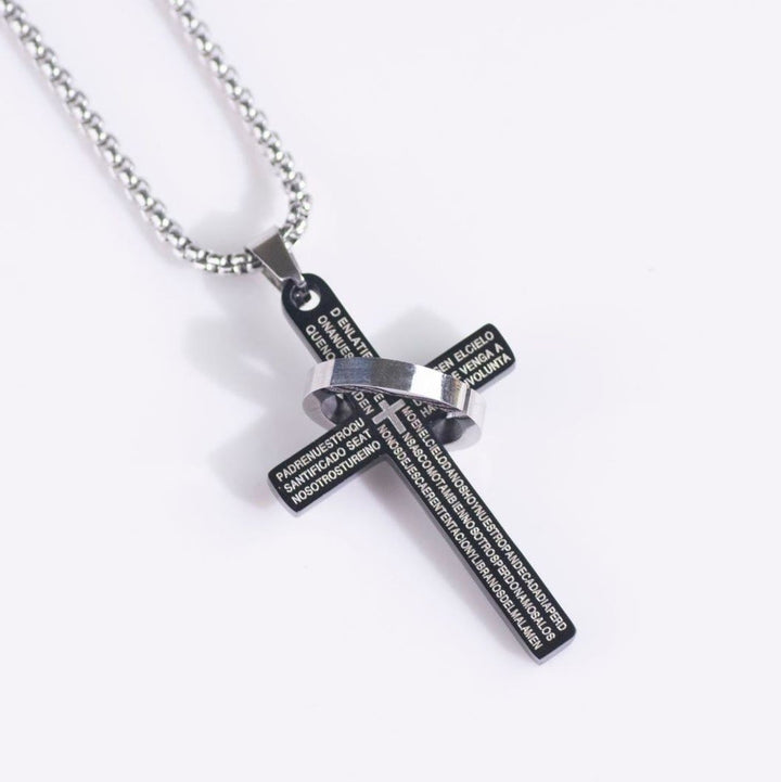 Christianartworkshop Minimalist Bible Verse Cross with Ring Faith Pendant Necklace - Black - image 5