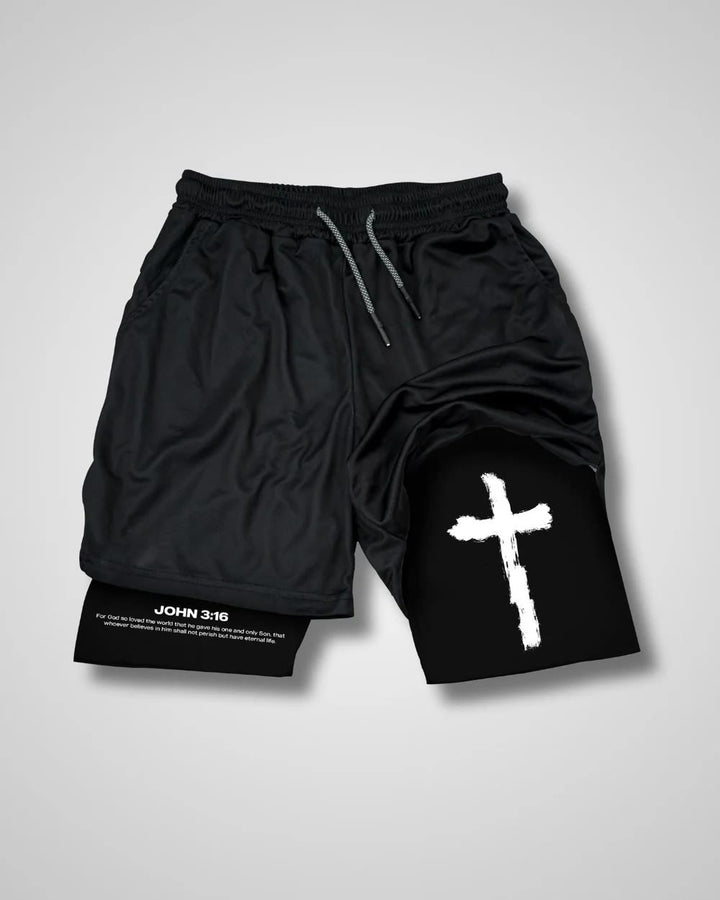 Christianartworkshop John 3:16 Cross Performance Shorts - Shorts - 3XL - image 1