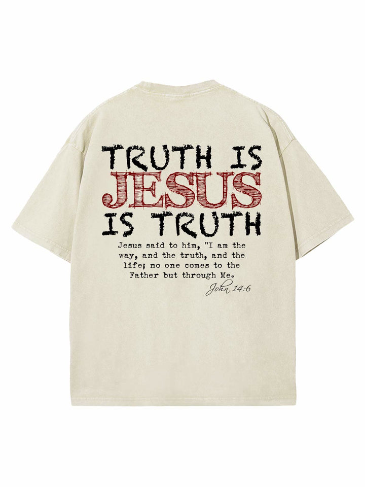 Christianartworkshop Truth Is Jesus Is Truth Unisex Washed T-shirt - Beige - 4XL - image 5
