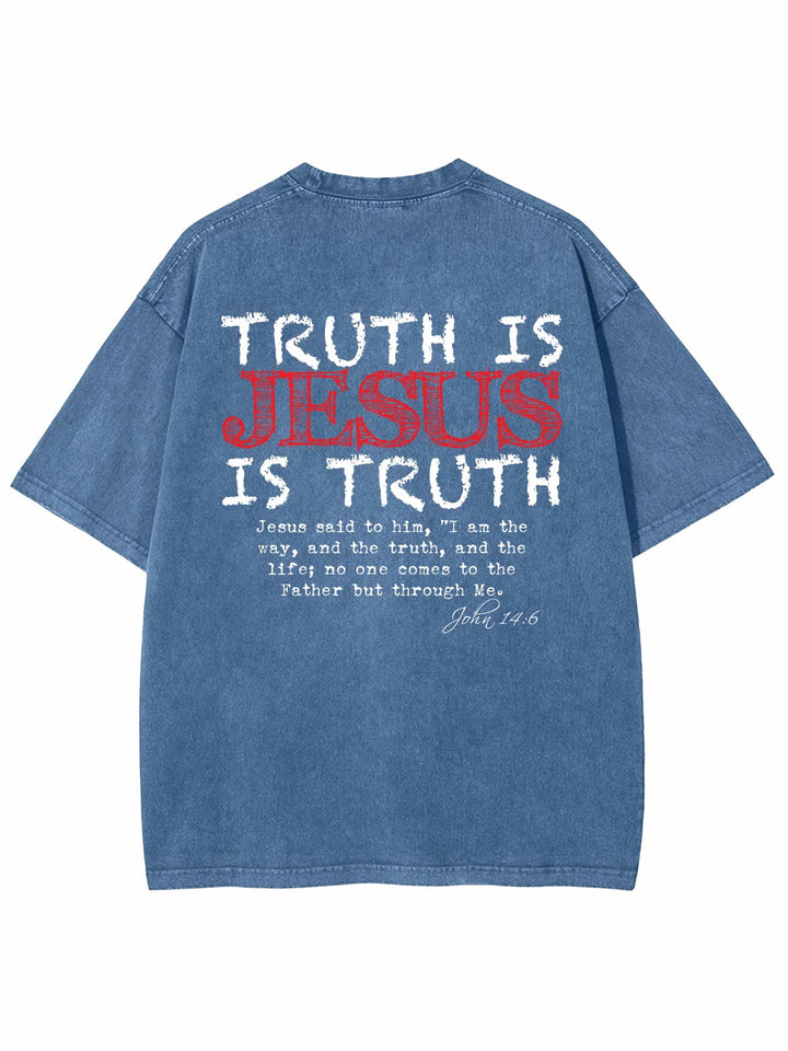 Christianartworkshop Truth Is Jesus Is Truth Unisex Washed T-shirt - Blue - 4XL - image 1
