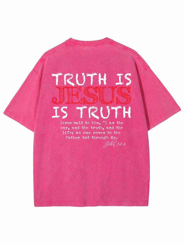 Christianartworkshop Truth Is Jesus Is Truth Unisex Washed T-shirt - Pink - 4XL - image 7