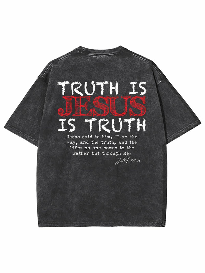 Christianartworkshop Truth Is Jesus Is Truth Unisex Washed T-shirt - Black - 4XL - image 3