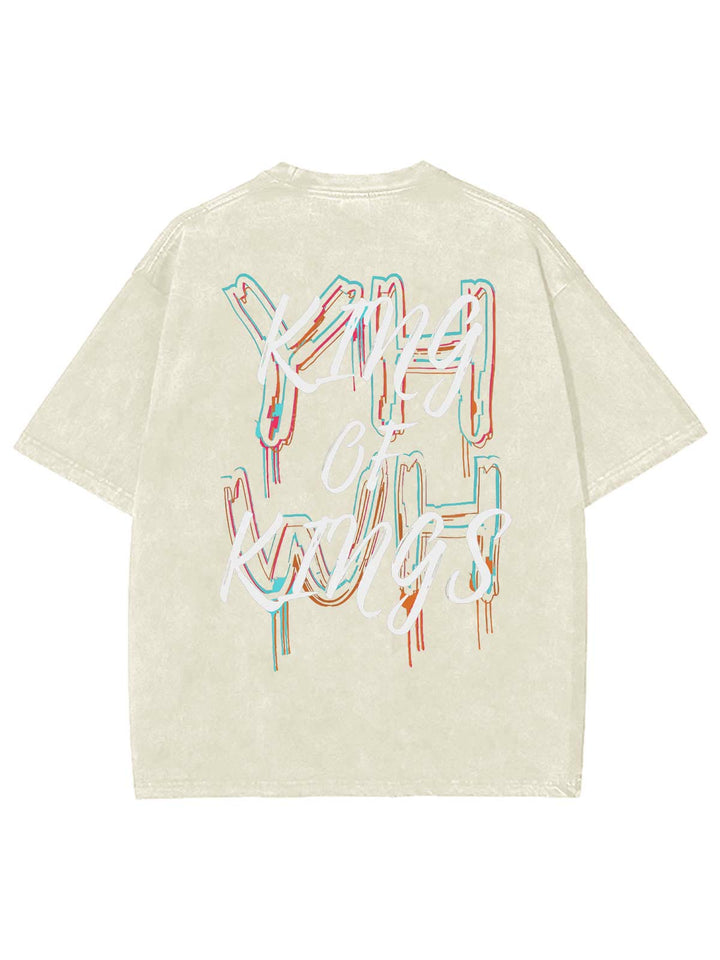 Christianartworkshop King Of Kings Unisex Washed T-shirt - Beige - 4XL - image 1