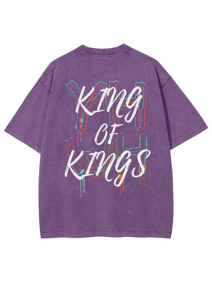 Christianartworkshop King Of Kings Unisex Washed T-shirt - Purple - 4XL - image 9