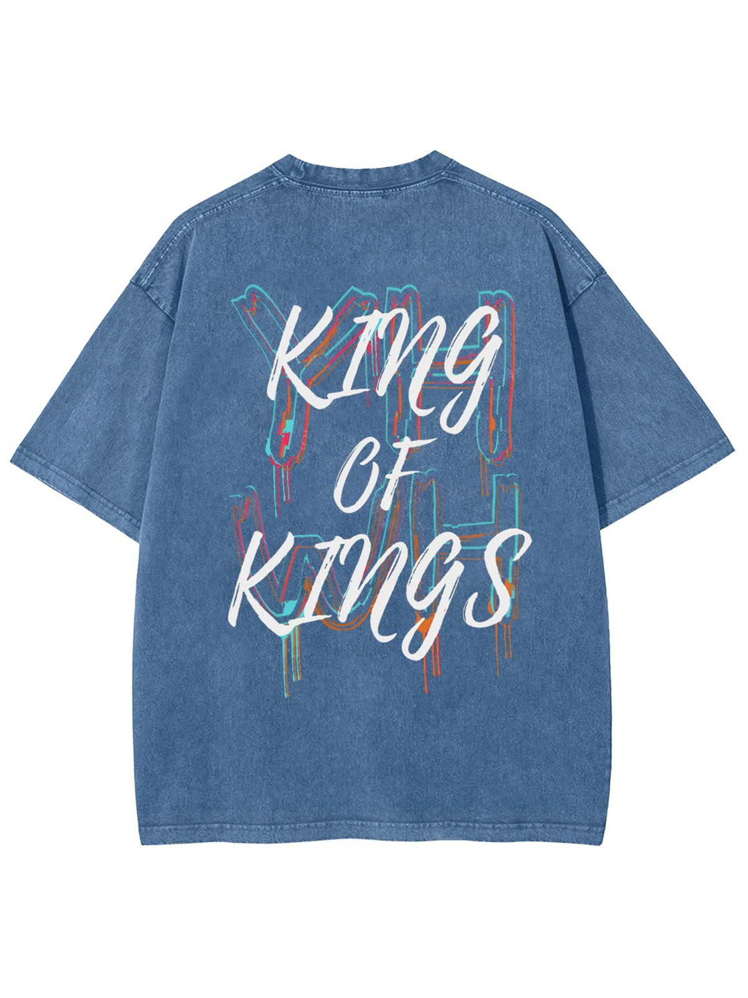 Christianartworkshop King Of Kings Unisex Washed T-shirt - Blue - 4XL - image 5