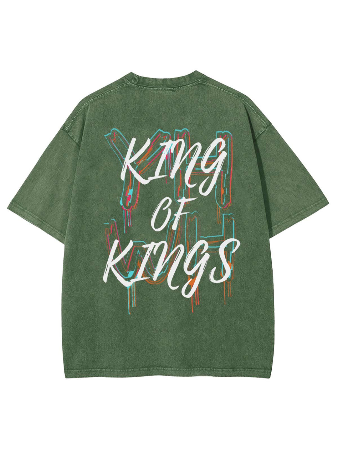 Christianartworkshop King Of Kings Unisex Washed T-shirt - Army Green - 4XL - image 13