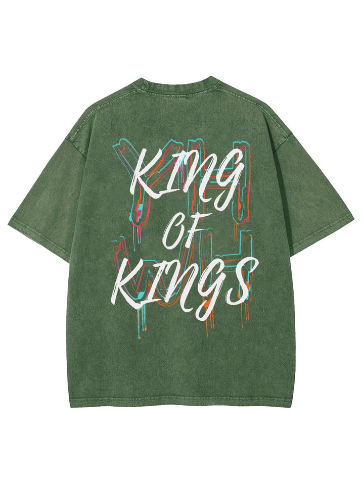 Christianartworkshop King Of Kings Unisex Washed T-shirt - Army Green - 4XL - image 13