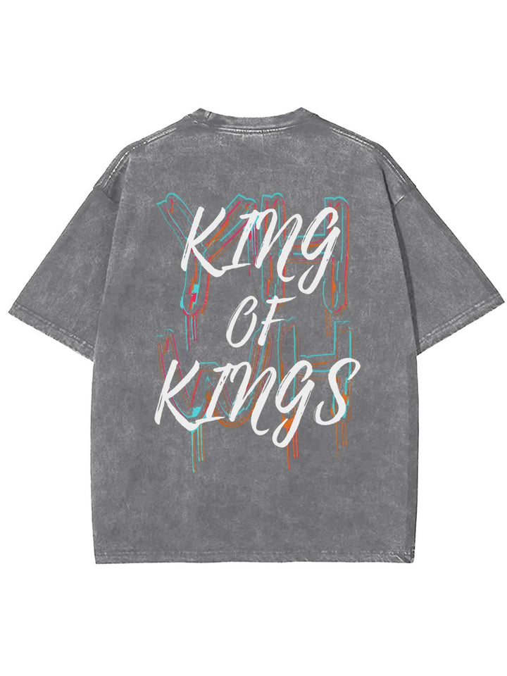 Christianartworkshop King Of Kings Unisex Washed T-shirt - Gray - 4XL - image 15