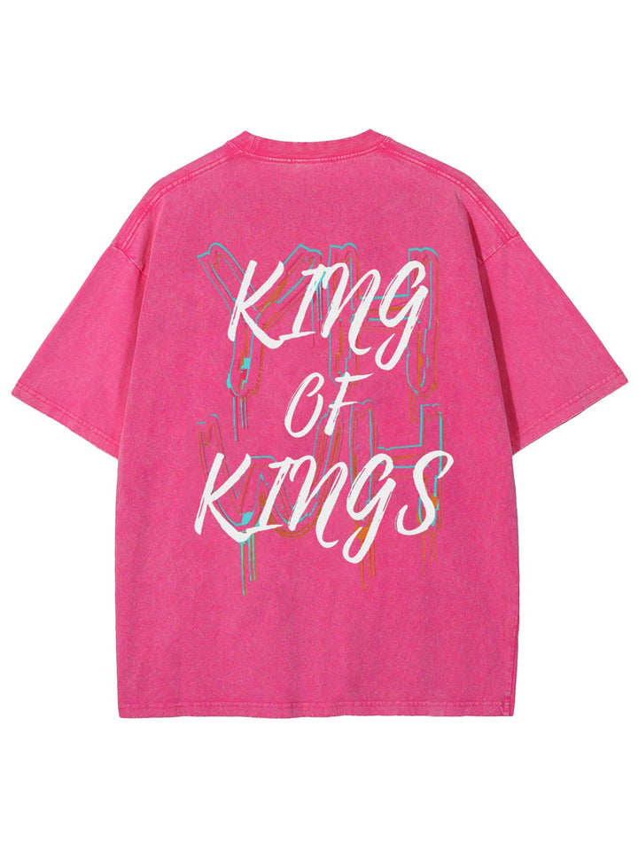 Christianartworkshop King Of Kings Unisex Washed T-shirt - Pink - 4XL - image 7