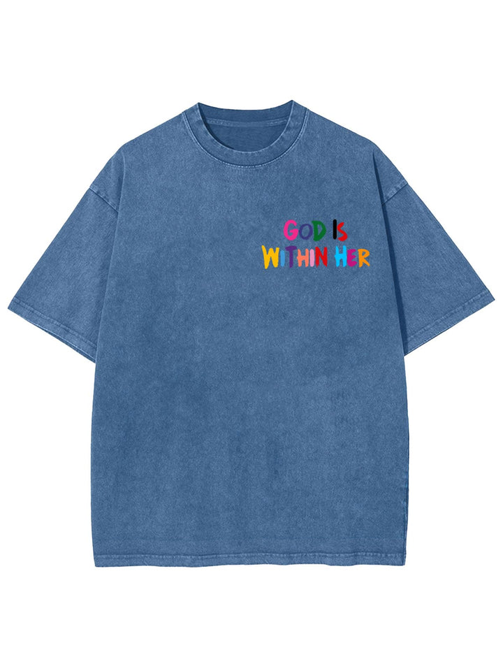 Christianartworkshop God Is Within Her She Will Not Fall Unisex Washed T-shirt - image 9