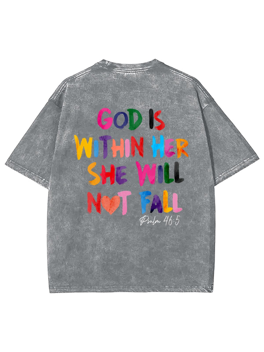 Christianartworkshop God Is Within Her She Will Not Fall Unisex Washed T-shirt - Gray - 4XL - image 18
