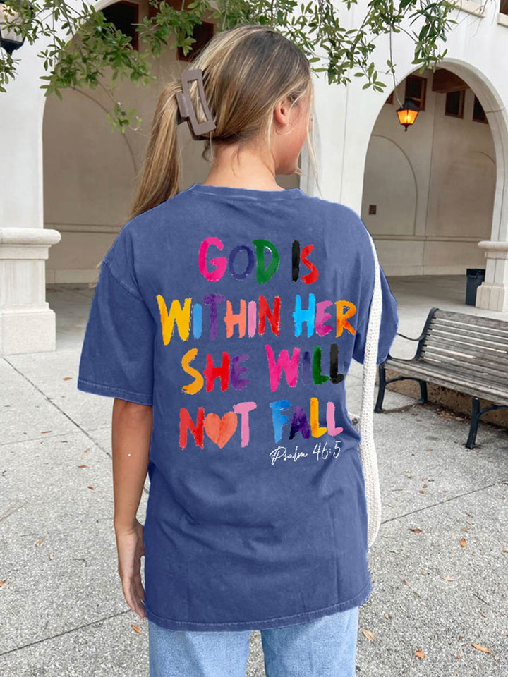Christianartworkshop God Is Within Her She Will Not Fall Unisex Washed T-shirt - image 5