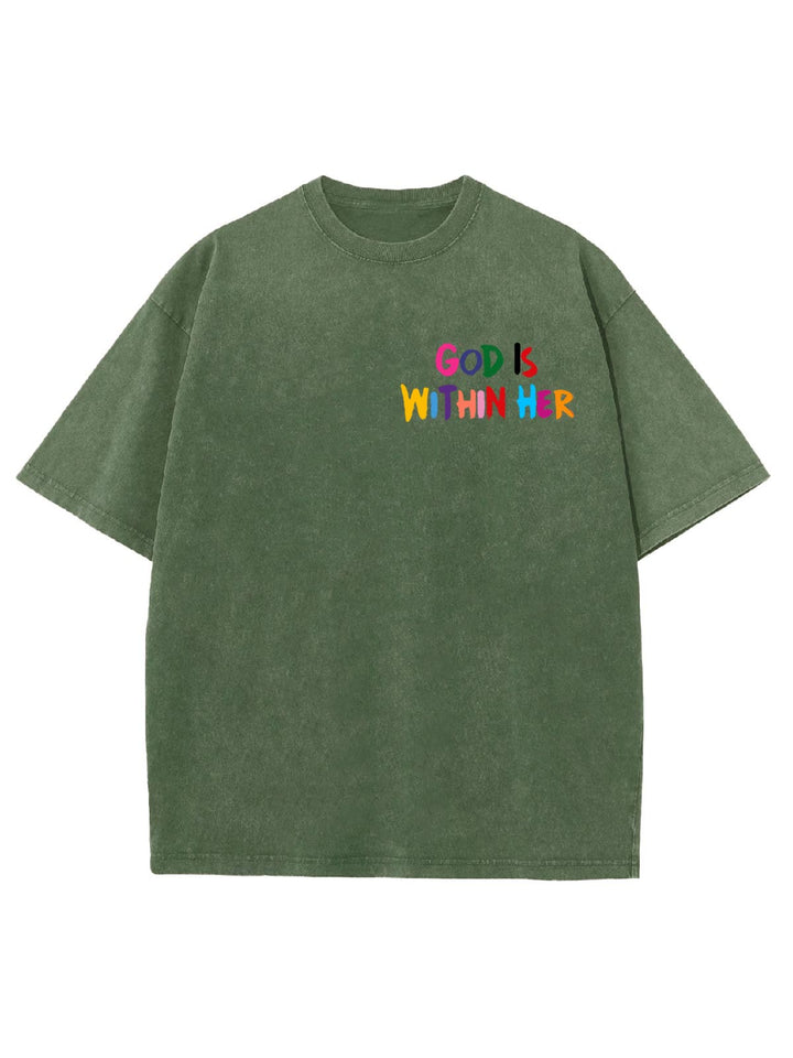 Christianartworkshop God Is Within Her She Will Not Fall Unisex Washed T-shirt - image 17