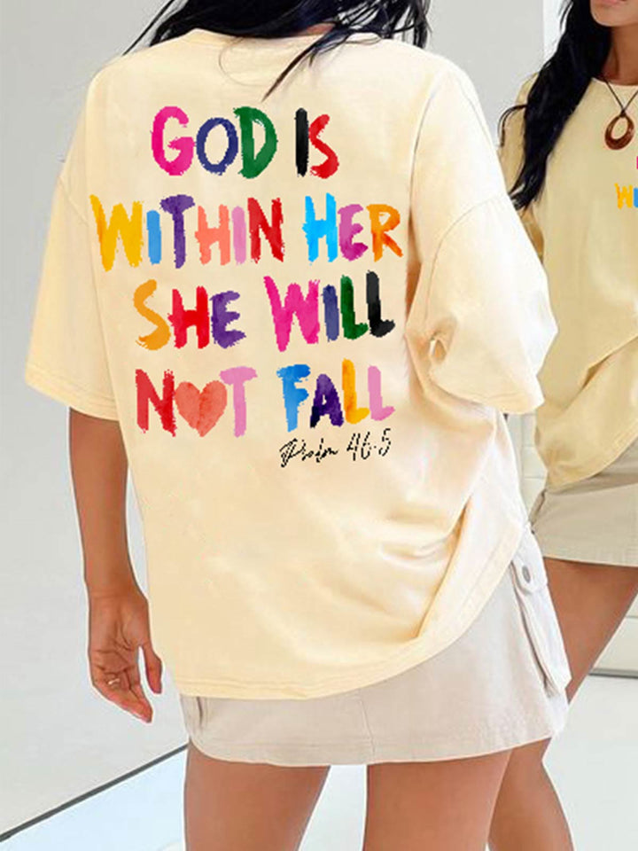 Christianartworkshop God Is Within Her She Will Not Fall Unisex Washed T-shirt - image 3