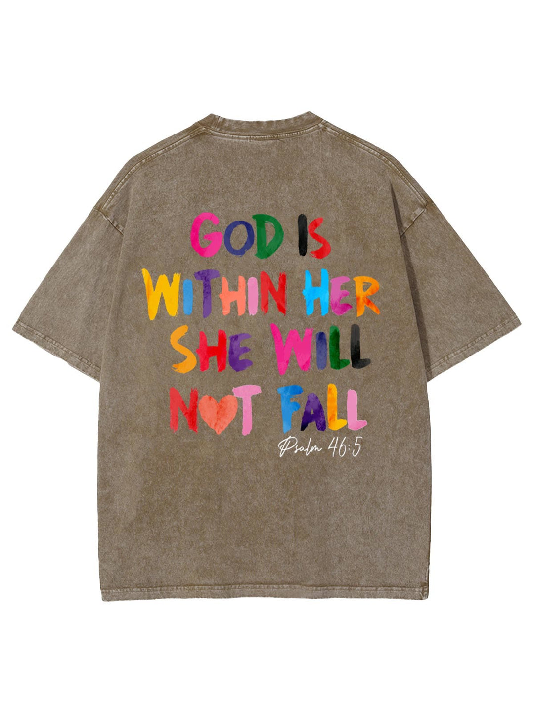 Christianartworkshop God Is Within Her She Will Not Fall Unisex Washed T-shirt - Khaki - 4XL - image 14