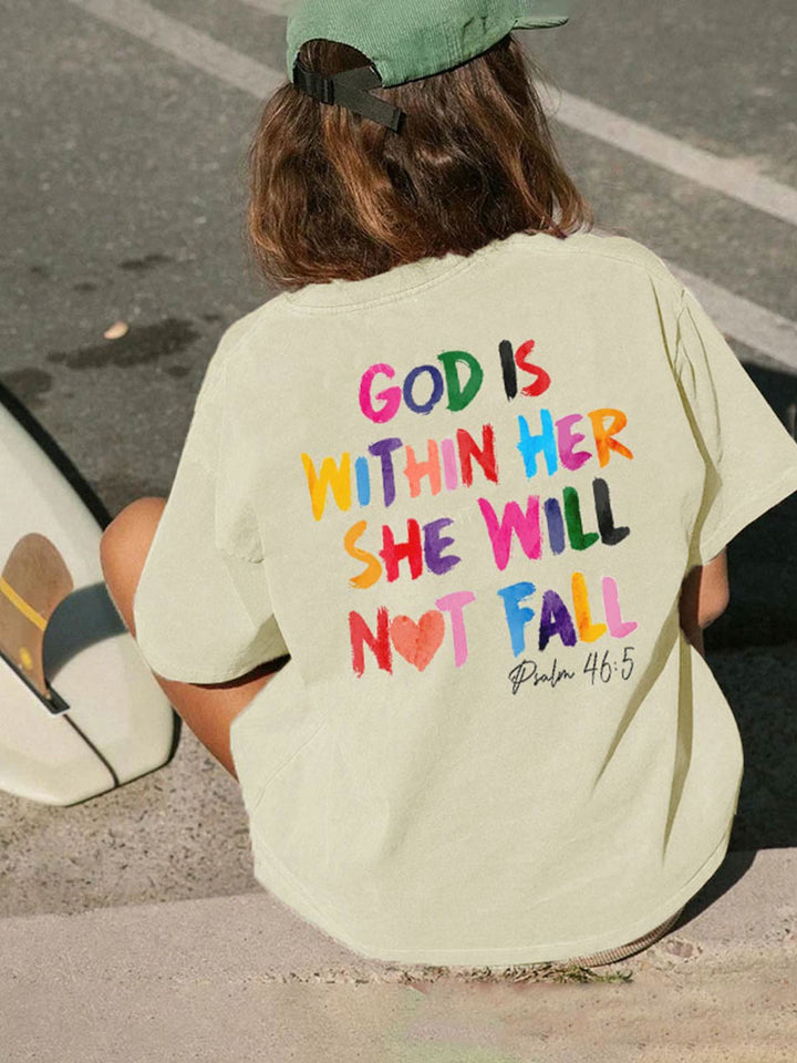 Christianartworkshop God Is Within Her She Will Not Fall Unisex Washed T-shirt - image 4