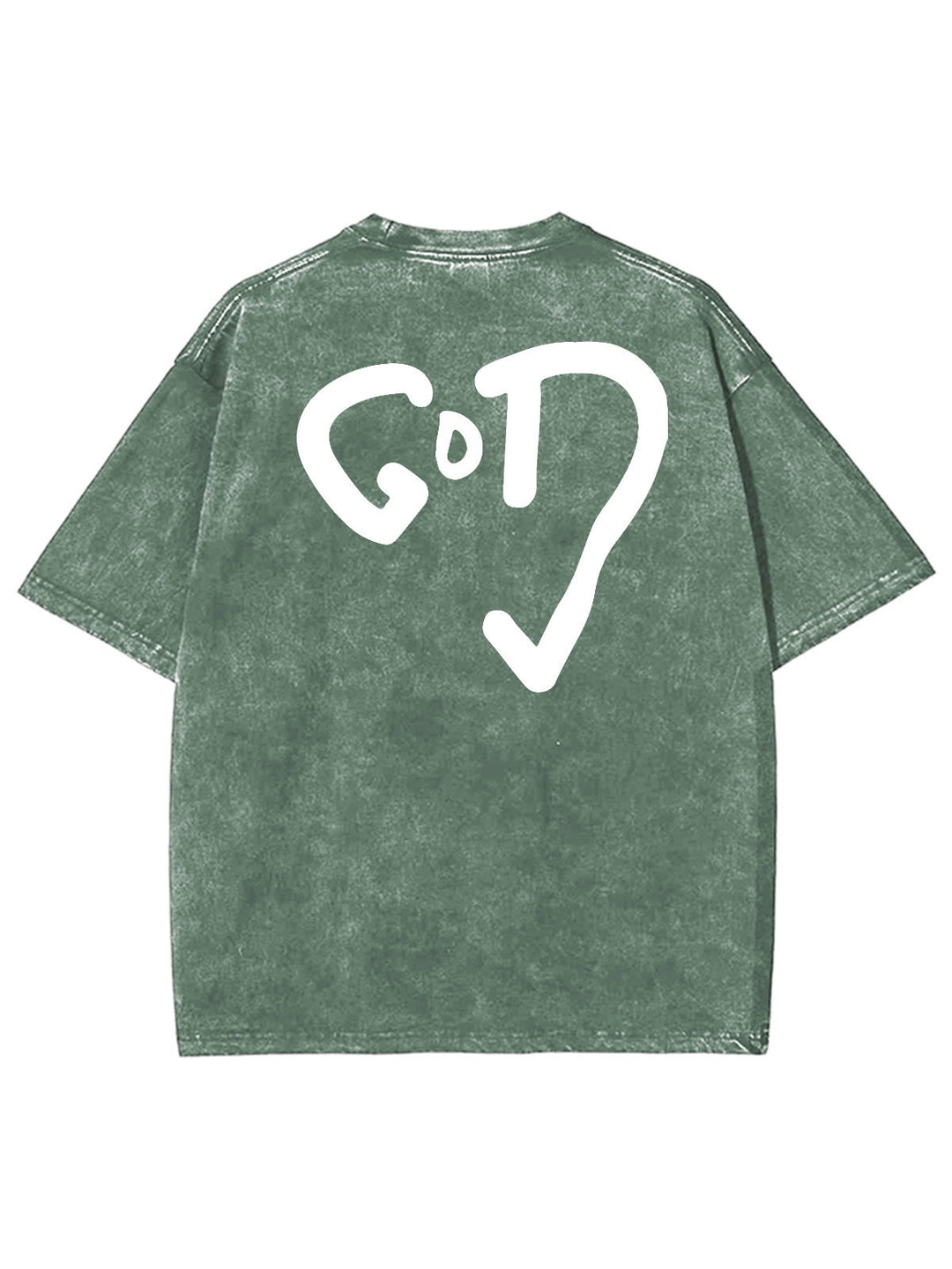 Christianartworkshop God Heart Unisex Washed T-shirt - Army Green - 4XL - image 13