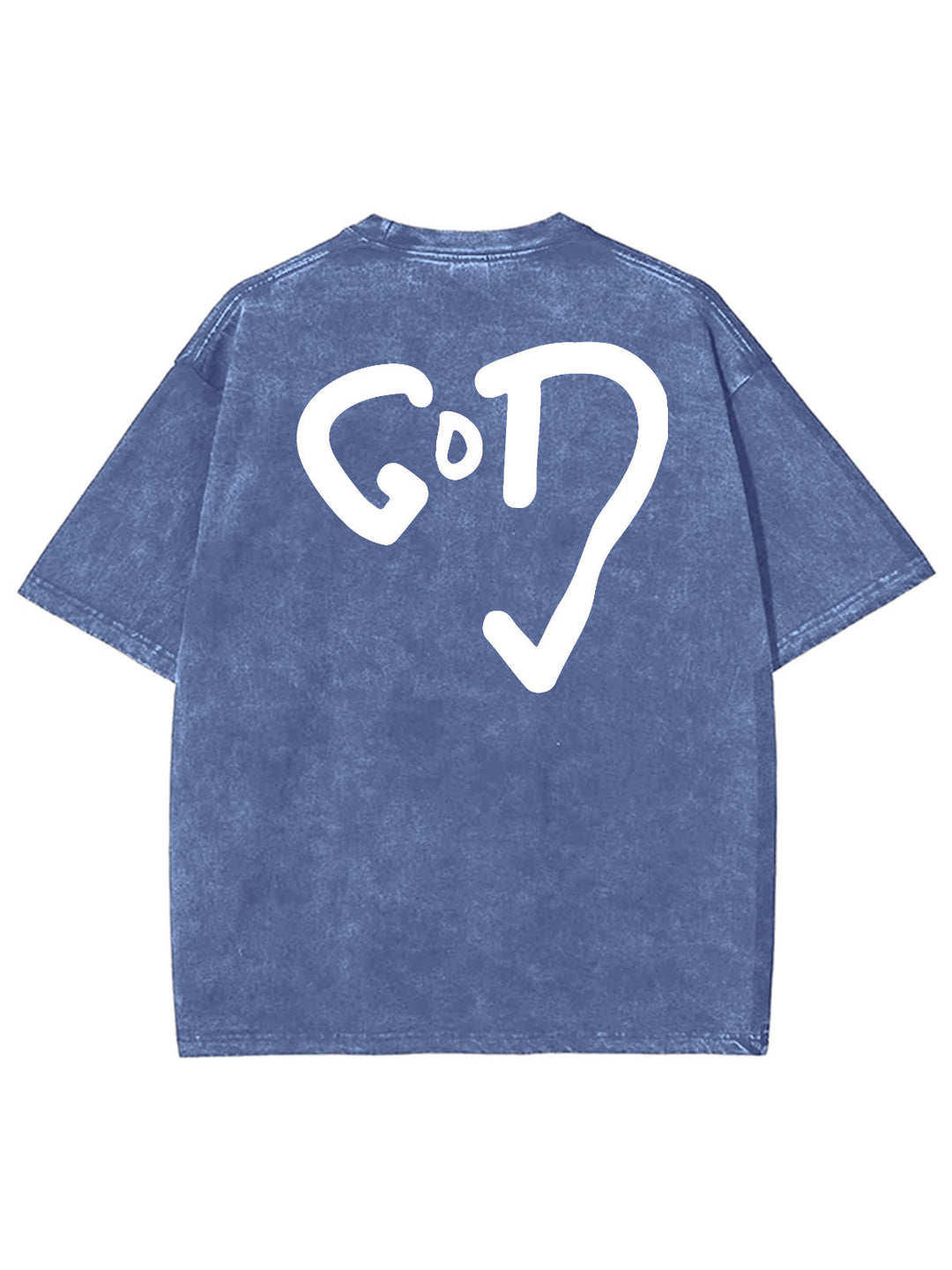 Christianartworkshop God Heart Unisex Washed T-shirt - Blue - 4XL - image 7