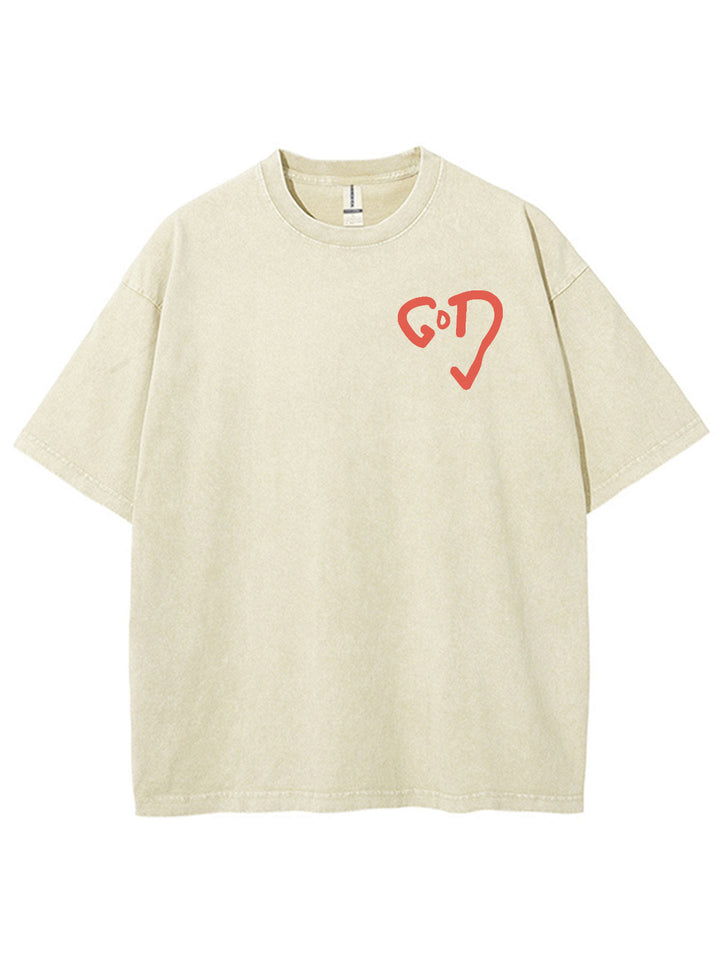 Christianartworkshop God Heart Unisex Washed T-shirt - image 4