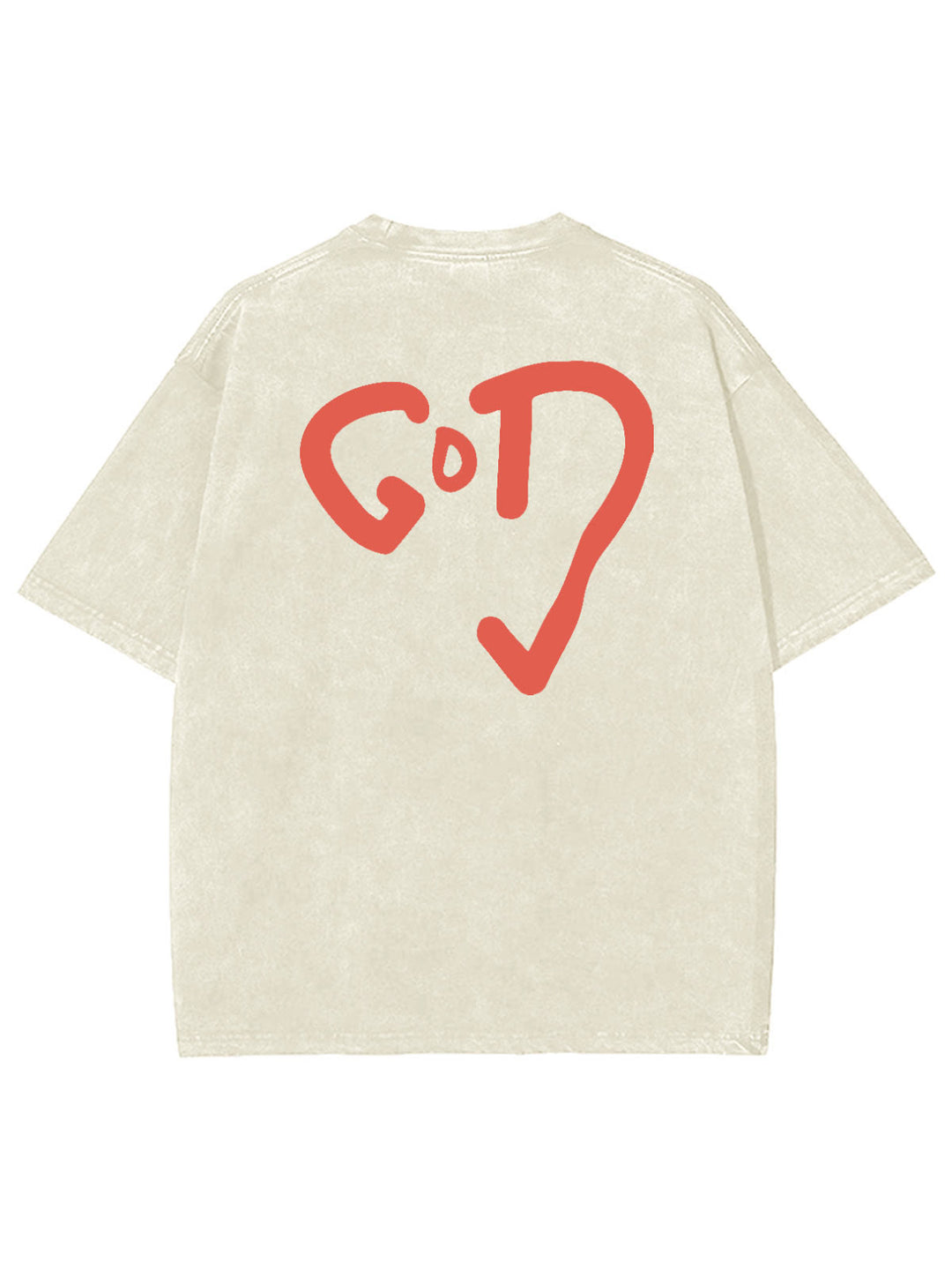 Christianartworkshop God Heart Unisex Washed T-shirt - Beige - 4XL - image 3