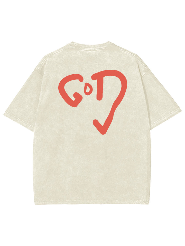 Christianartworkshop God Heart Unisex Washed T-shirt - Beige - 4XL - image 3
