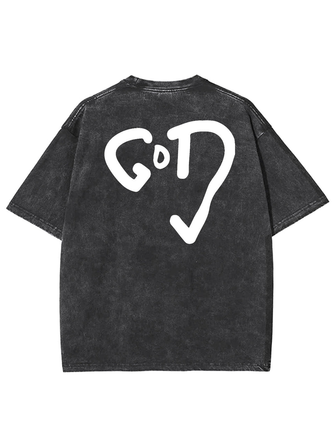 Christianartworkshop God Heart Unisex Washed T-shirt - Black - 4XL - image 5
