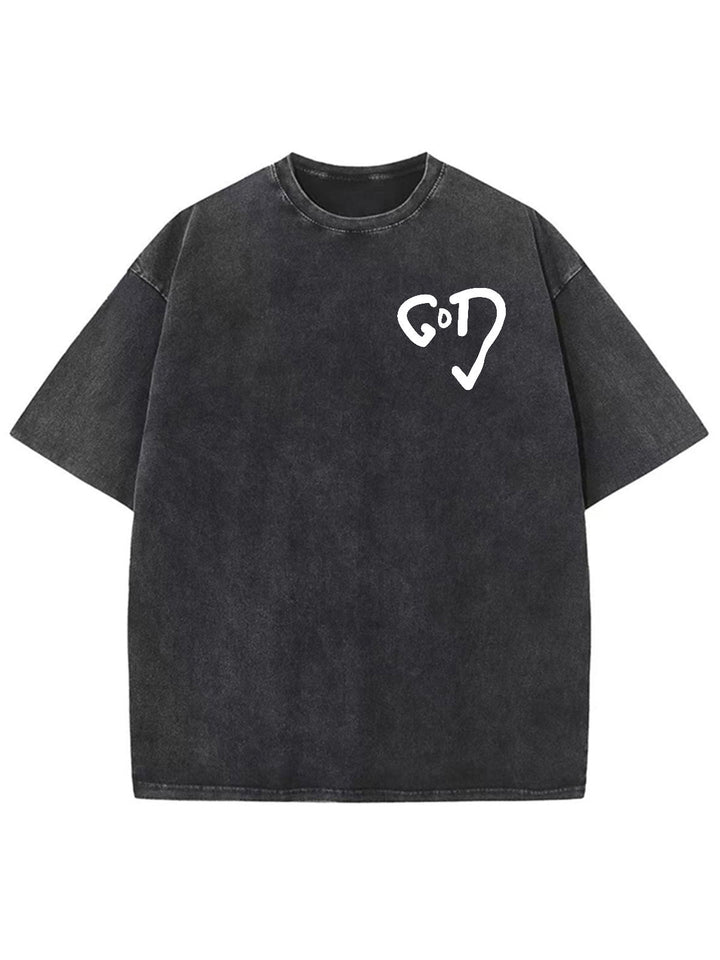 Christianartworkshop God Heart Unisex Washed T-shirt - image 6