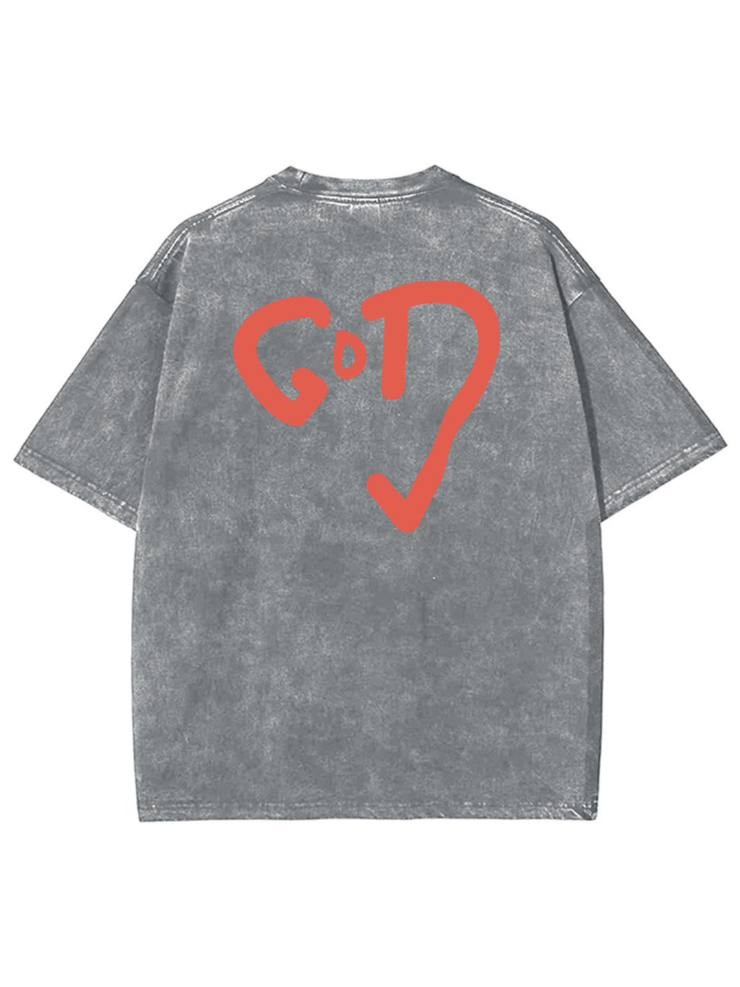 Christianartworkshop God Heart Unisex Washed T-shirt - Gray - 4XL - image 15