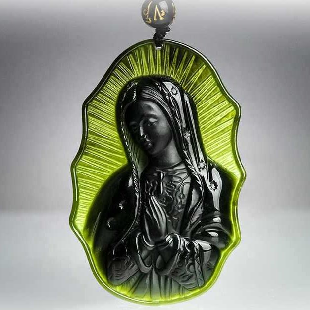 Christianartworkshop Our Lady of Guadalupe Hetian Black Jade Necklace - An Emblem of Sacred Devotion - image 3