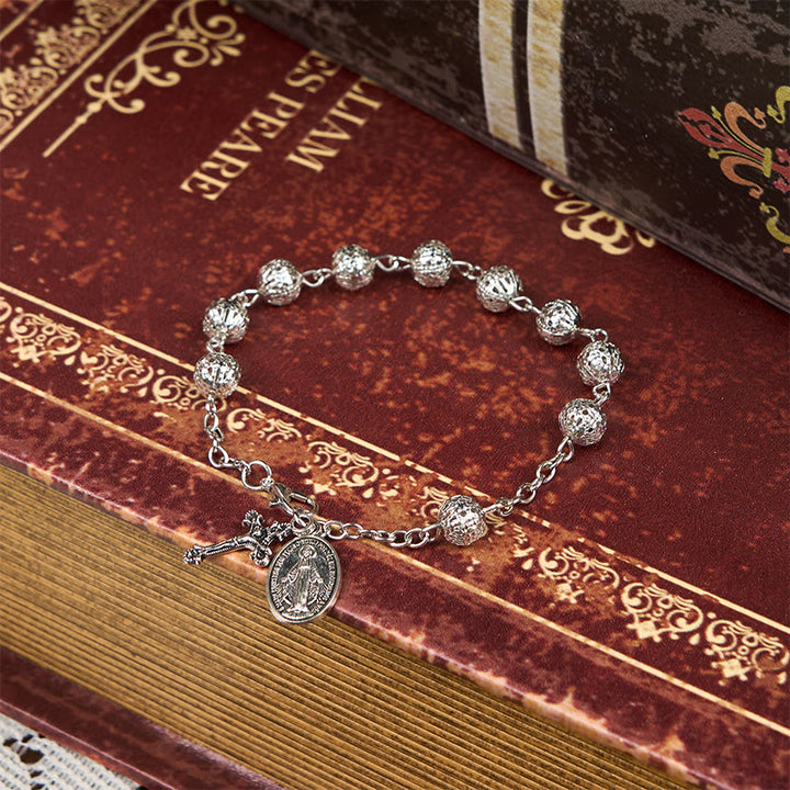 Christianartworkshop Miraculous Medal & Crucifix Adjustable Simple Casual Bracelet - Miraculous Medal & Crucifix - image 1