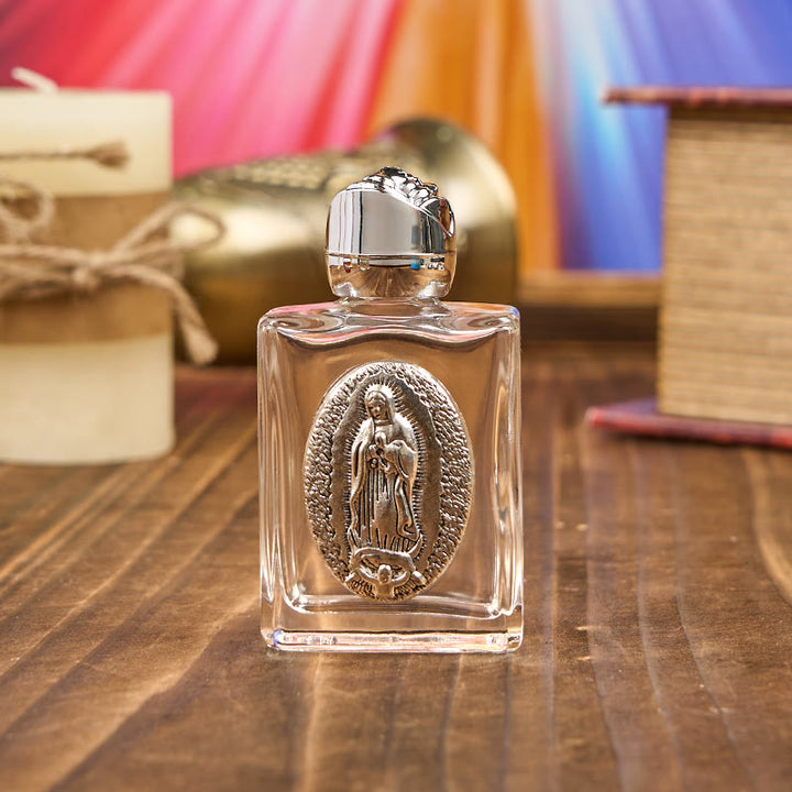 Christianartworkshop Exclusive Crafted Our Lady of Guadalupe Holy Water Bottle - A Vessel of Blessing and Protection - Silver - image 2