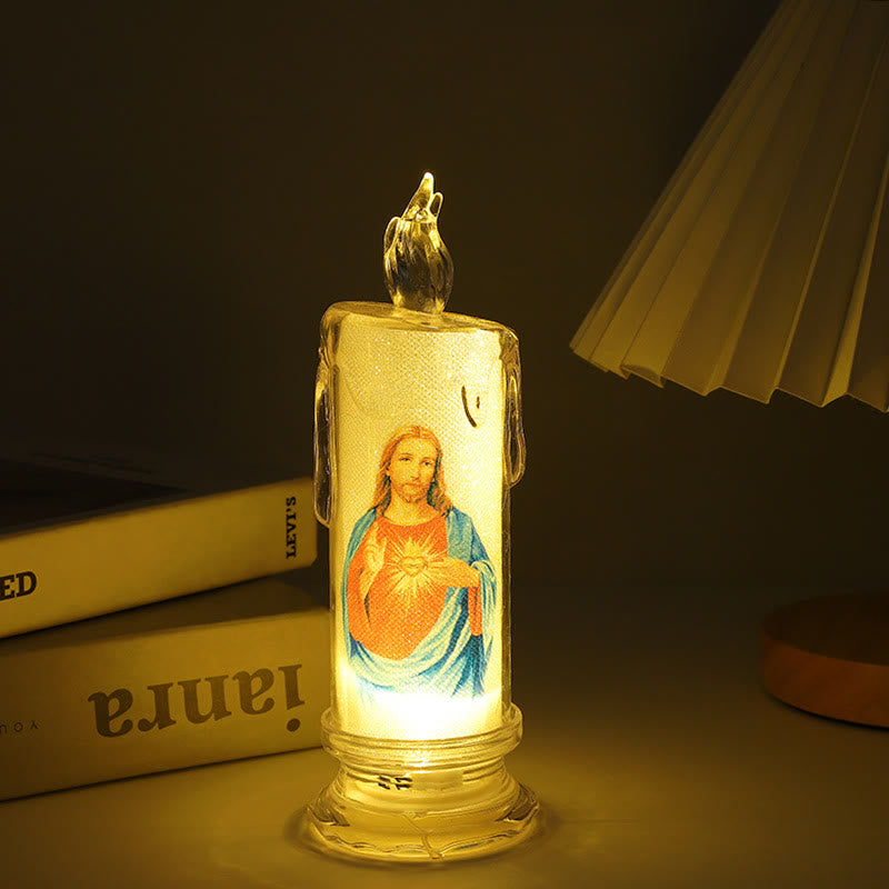 Christianartworkshop Classic Holy Family Decorative Candle -A Luminary of Faith and Devotion - Jesus Sacred Heart-1 - 2.17''*5.91'' - image 2