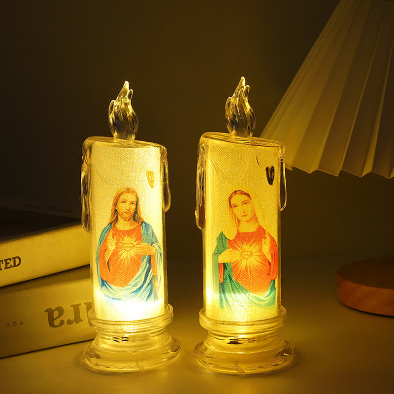 Christianartworkshop Classic Holy Family Decorative Candle -A Luminary of Faith and Devotion - Jesus Sacred Heart-1 - 2.60''*7.09'' - image 1