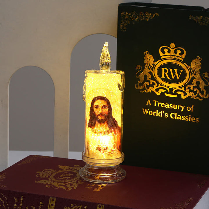 Christianartworkshop Classic Holy Family Decorative Candle -A Luminary of Faith and Devotion - Jesus Sacred Heart-2 - 2.17''*5.91'' - image 4