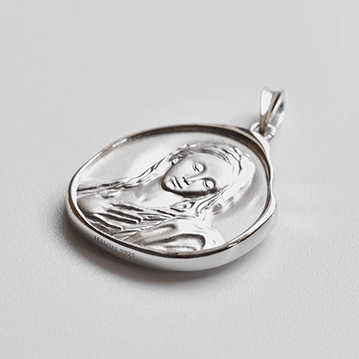 Christianartworkshop Antique Silver Enamel Praying Medallion Necklace - A Charm of Devotion and Elegance - image 2