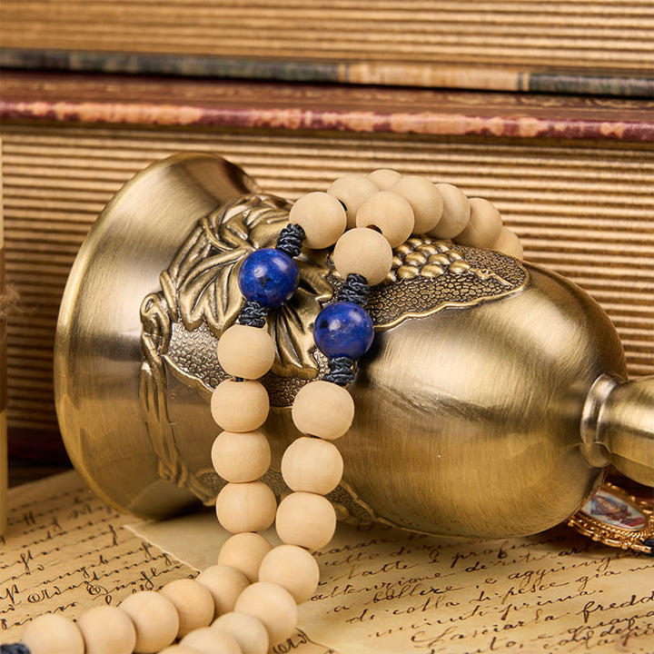 Christianartworkshop Our Lady & Crucifix of 10mm Handmade Wooden Beads Lapis Lazuli Our Father Beads Rosary - image 5