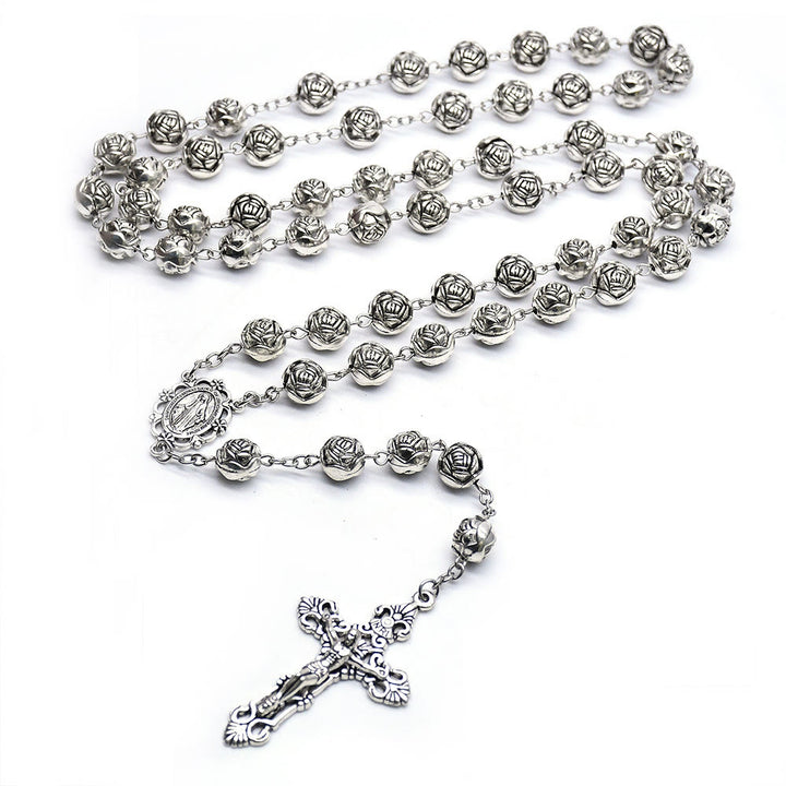 Christianartworkshop Miraculous Medal & Crucifix of 10mm Rose Prayer Beads Rosary - image 6