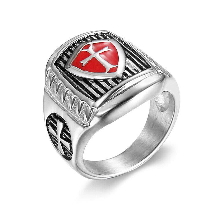 Christianartworkshop Templar Shield Cross Ring - A Sacred Emblem of Valor and Faith - US15 - image 1