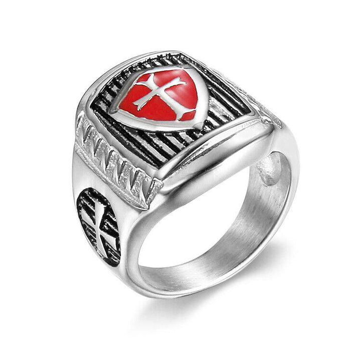 Christianartworkshop Templar Shield Cross Ring - A Sacred Emblem of Valor and Faith - US15 - image 1