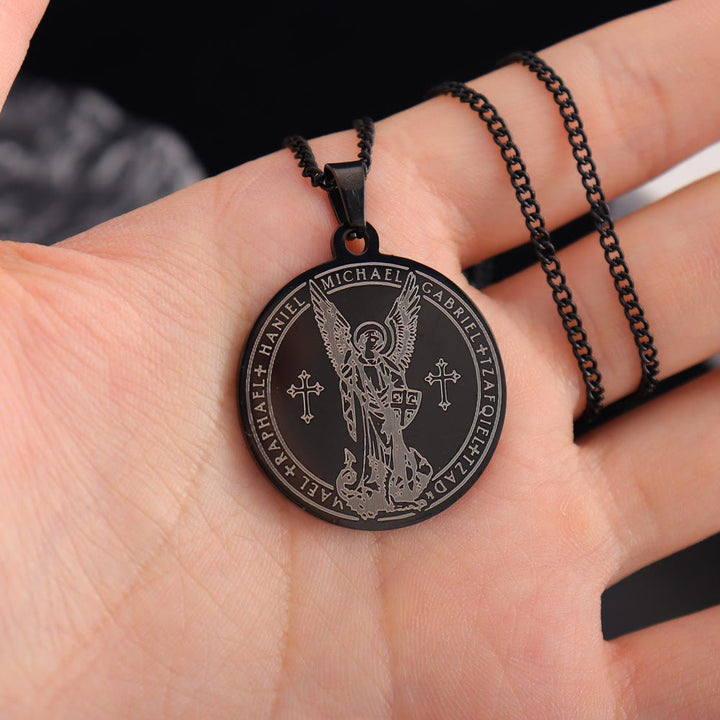 Christianartworkshop Archangel St. Michael Medallion Necklace - Connect with Celestial Guardians - Black - image 5