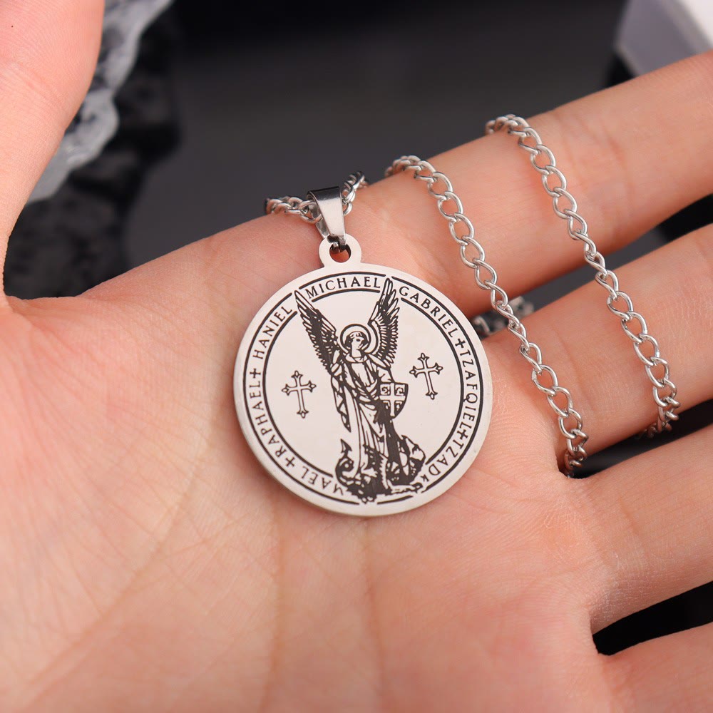 Christianartworkshop Archangel St. Michael Medallion Necklace - Connect with Celestial Guardians - Silver - image 4