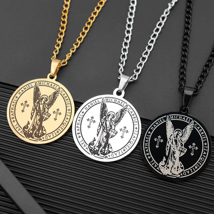 Christianartworkshop Archangel St. Michael Medallion Necklace - Connect with Celestial Guardians - Golden - image 1