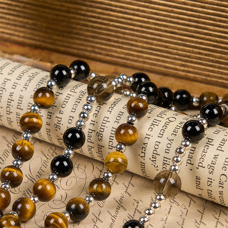 Christianartworkshop PRAYERFUL FAITH: Handmade Natural Obsidian Tiger's Eye Rosary with Gift Card - image 8