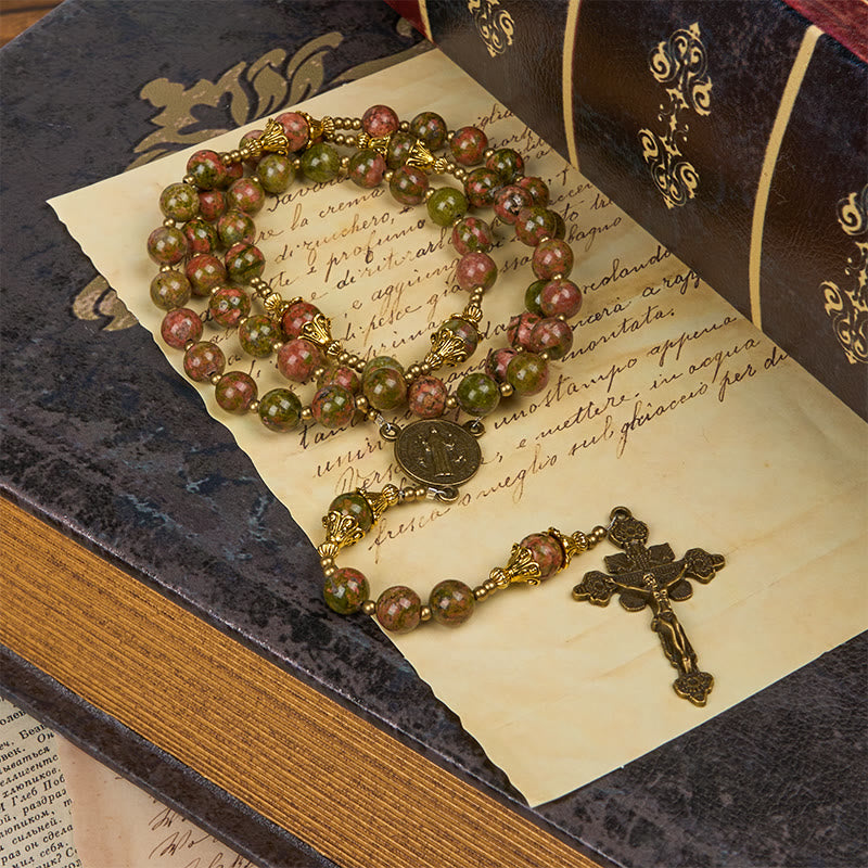 Christianartworkshop Jesus Is The Gift: Handmade Chrysocolla Stone Rosary with Gift Card - image 11
