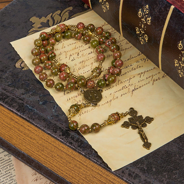 Christianartworkshop Jesus Is The Gift: Handmade Chrysocolla Stone Rosary with Gift Card - image 11