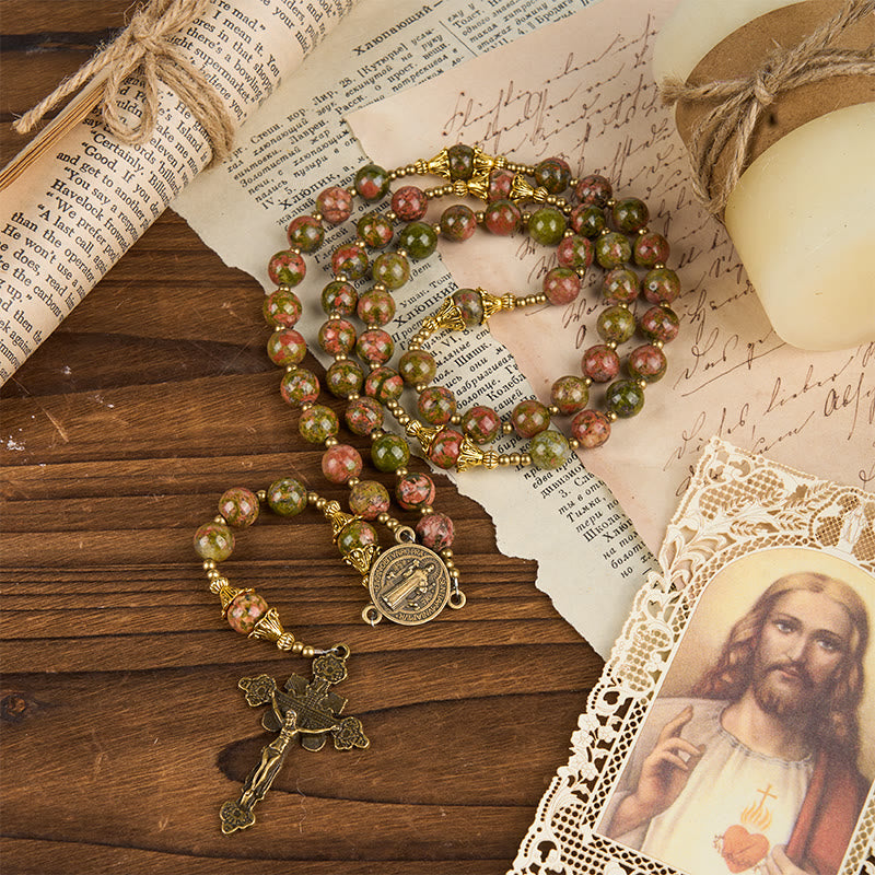 Christianartworkshop Jesus Is The Gift: Handmade Chrysocolla Stone Rosary with Gift Card - image 12